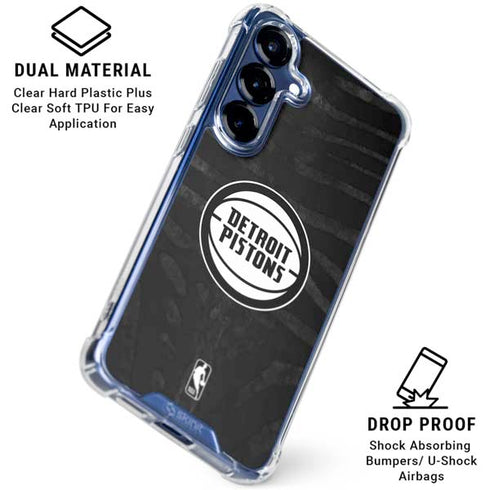 NBA Detroit Pistons Black Animal Print Galaxy S25 Clear Case